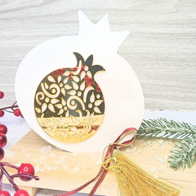 Γούρι ρόδι ξύλινο με plexiglas ρόδι